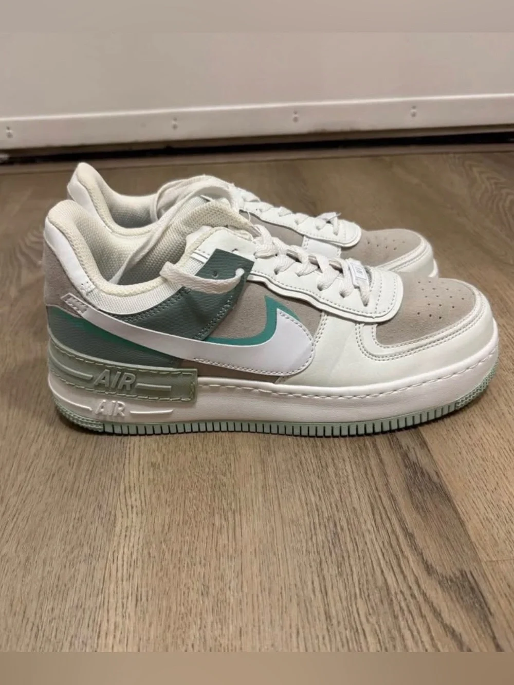 Nike Air Force 1s - Seafoam Green, White, & Tan